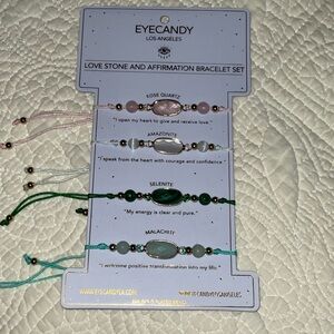 Eyecandy Los Angeles Love Stone Bracelet Set - Pink, White, Green, Teal